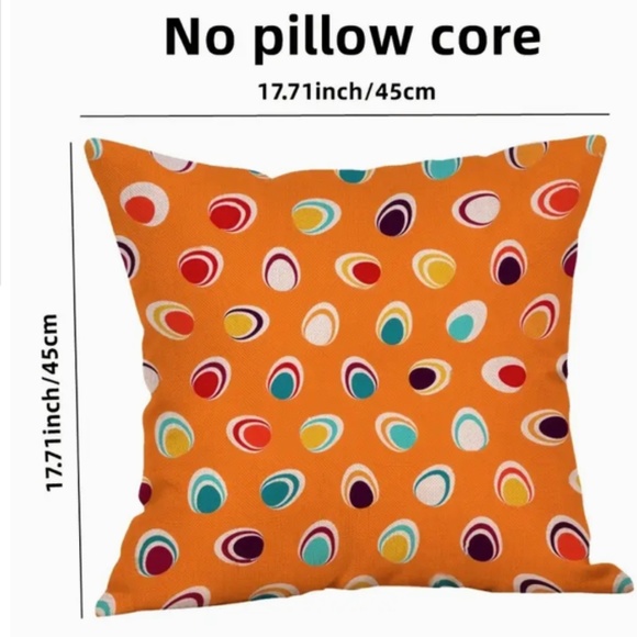 NEW RETRO DECORATED EASTER EGGS LINEN HOME DECOR PILLOW COVER 17.7" X 17.7" - Picture 2 of 3